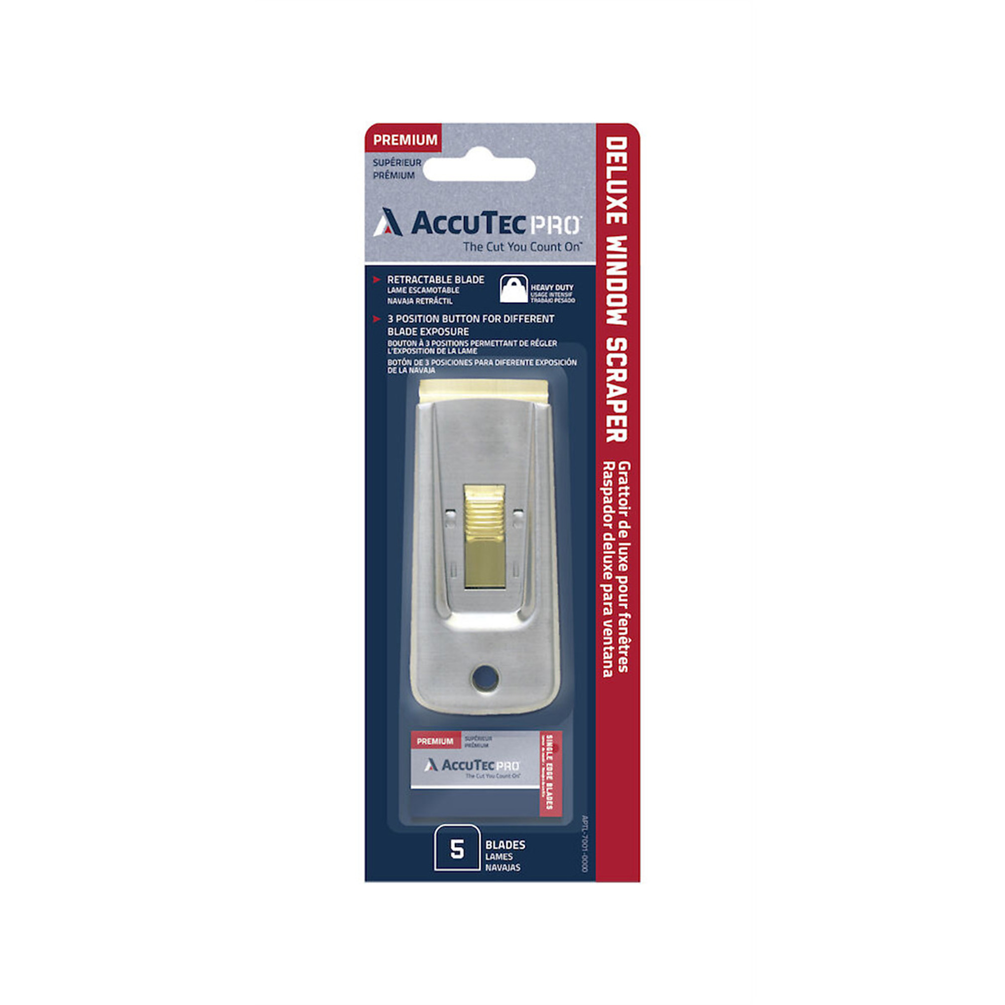 AccuTec Pro Deluxe Heavy-Duty Window Scraper with 5 Blades, Model# ASRAPTL-7001-0000